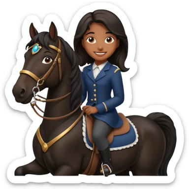 Brown girl on black shire horse  sticker