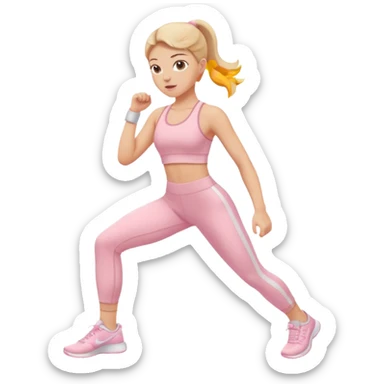 white girl  in light pink clothes exercising sticker