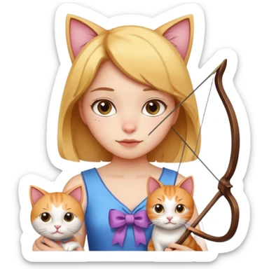 Bow with girl and cat  sticker