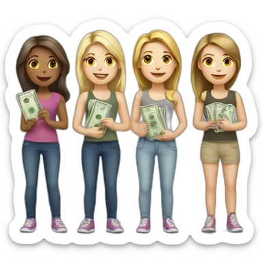 group-of-white-girls-with-money sticker