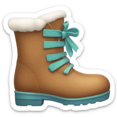 cute pair of winter boots with little bows in the back sticker