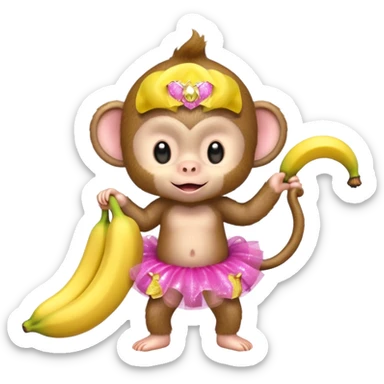 baby monkey in a pink glittery tutu with a banana  sticker