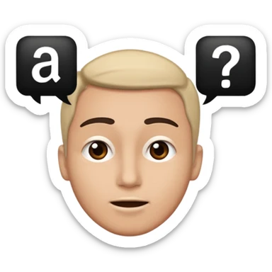 Person speaking, word saying ASK at the top sticker