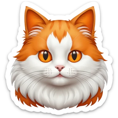 A cat with a gigantic  chad face sticker