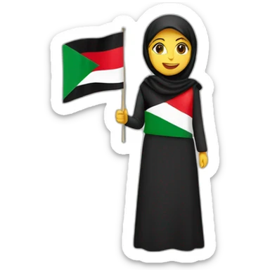 Arab women holding Palestine flag sticker