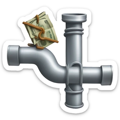 20 attached clamps to a pipe with a dollar sign sticker