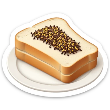 Slice of white bread on a white plate with chocolate sprinkles on top sticker
