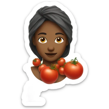 A girl with tomatoes on her neck  sticker