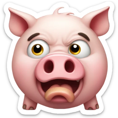 The angry pig is crying sticker
