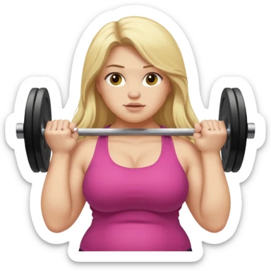 Fat long haired blonde woman lifting weights sticker