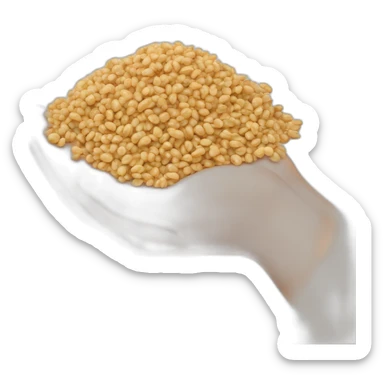 hands hold out a handful of buckwheat kernels sticker