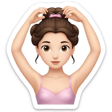 brunette girl ballerina doing her hair  sticker