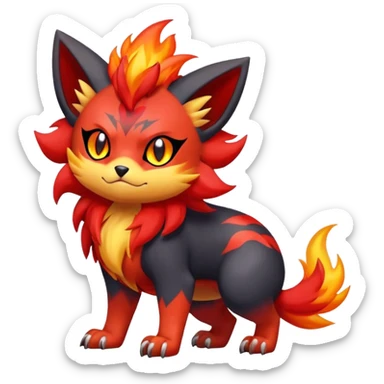 Zorua-Pyroar-Litten-Fakémon-hybrid-creature (full body)  sticker