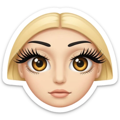 eyelash strip above an open eye sticker