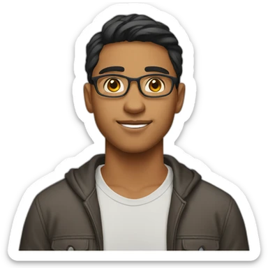 indian college student light skin man middle part sticker