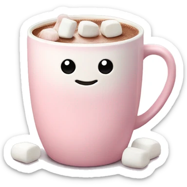 Light Pink mug of hot chocolate with marshmallows  sticker