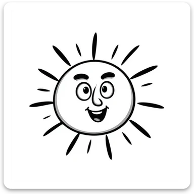 A sun drawn in a hand-drawn doodle style, with a playful and whimsical look sticker
