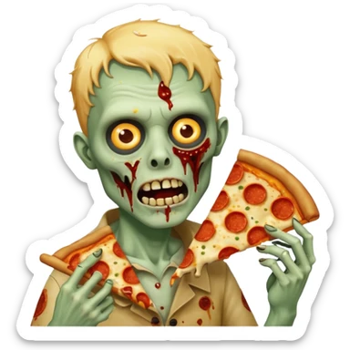 zombie eating pizza slice sticker