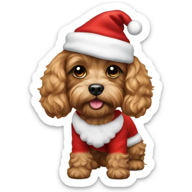 Cavapoo wearing Santa costume sticker