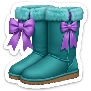 Dark teal ugg boots with beautiful purple bow sticker