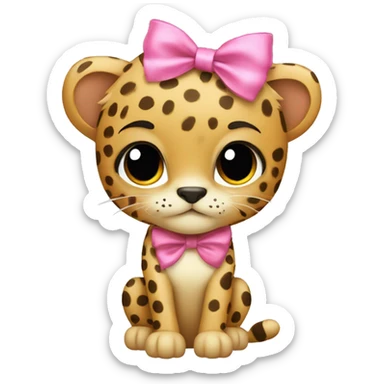 Cheetah with pink bow ￼ sticker