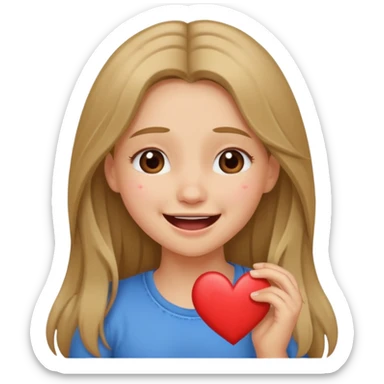 милая девушка с темно русыми длинными волосами, показывает сердечко, смеется до слез, грустит sticker