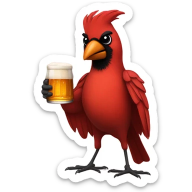 cardinal holding a beer sticker