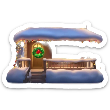 christmas house with light on  sticker