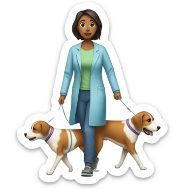 Woman post surgery walking a blind dog sticker