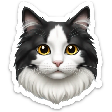 black-and-white cat domestic long-haired sticker