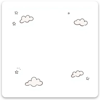 whimsical hand-drawn clouds, stars, and waves in pastel colors, minimal children's book style, pencil or ink sketch sticker