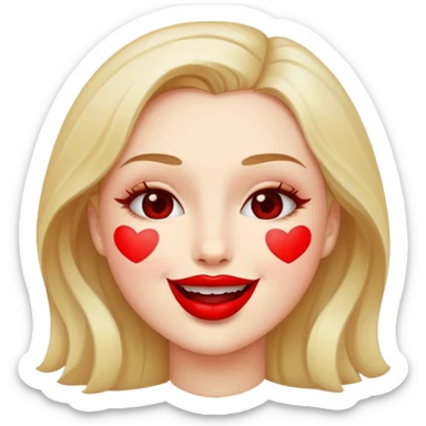 Kissy face with kiss marks all over sticker