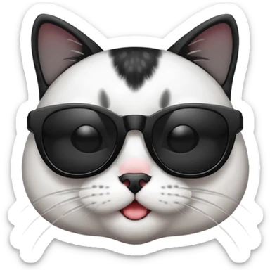 Black and white cat with sunglasses sticker