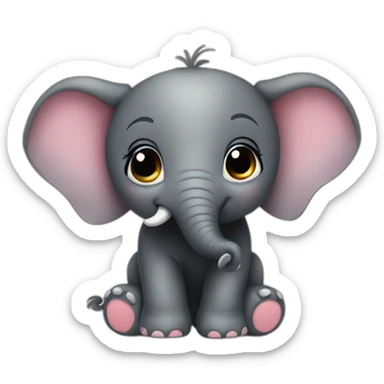 cute black baby elephant sticker