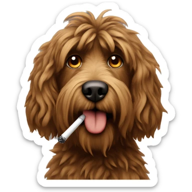 Brown shaggy dog smoking a vape sticker