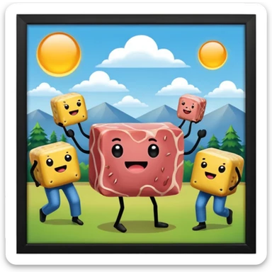 SPAM MEAT meme DANCE PARTY LANDSCAPE sticker