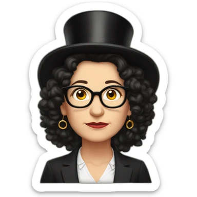 Susie Essman, annoyed, wearing a top hat and hoop earrings sticker