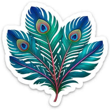 Futuristic, bold, colorful, highly detailed, isolated 3D render, lush full unrealistic Peacock Begonia feather sticker
