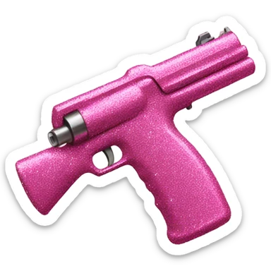 Pink glitter gun sticker