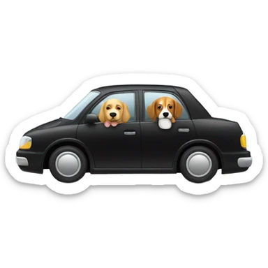 Black car with two dogs sticker