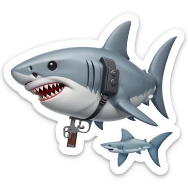 shark with a gun sticker