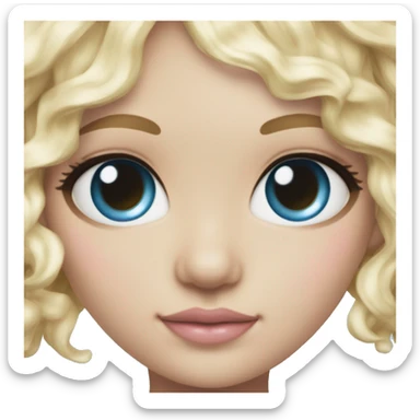 ocean blue doll eyes, blonde hair, feminine, pink, girl, angelic sticker