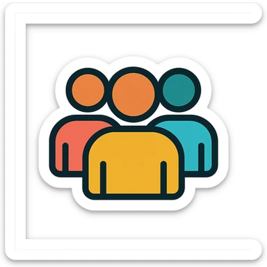 group of people, color outline icon style, black outlines, simple and clear sticker
