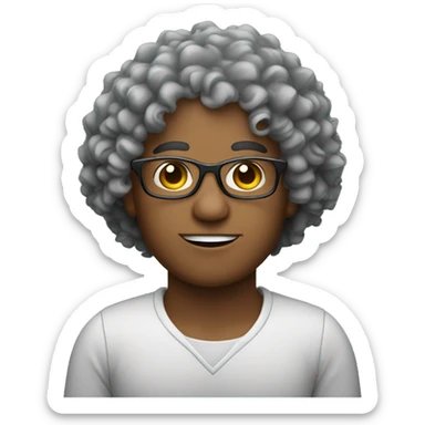 Person witn curly hair and glasses sticker