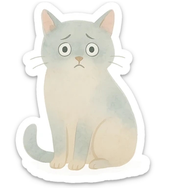 nervous cat in watercolor art style sticker
