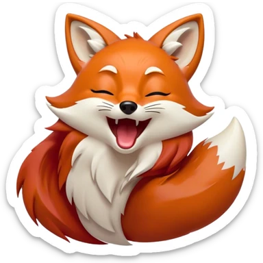 Cinematic Cute Yawning Fox Portrait Emoji, Head tilted slightly with a dramatic, wide-open yawn, showcasing a soft, velvety red Fur with subtle white accents, floppy ears slightly drooping, round amber eyes barely open in drowsy contentment, Simplified yet irresistibly adorable features, highly detailed, glowing with a soft, cozy glow, high shine, relaxed yet expressive, stylized with a touch of natural whimsy, bright and endearing, soft glowing outline, capturing the essence of a sleepy yet affectionate fox, so drowsy it feels like it could stretch right out of the screen and curl up for a nap! sticker