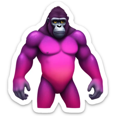 Hot pink ombre full body gorilla with glitter sticker