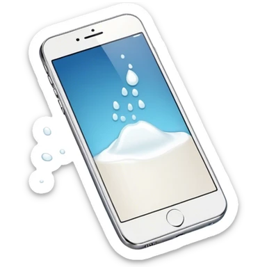 a blank phone with some white liquid spilt on it sticker