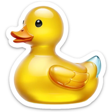 glowing glass rubber duck,  minimalistic yellow transparent glass 3d neon glowing sticker