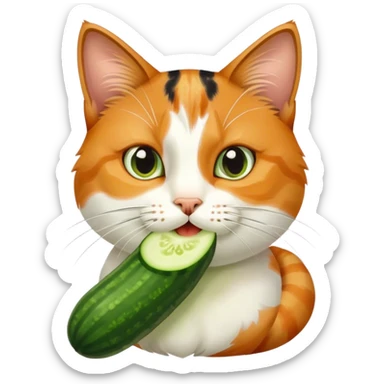 Make a cat and a with 🥒in the mouth  sticker